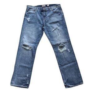 NWT DENIM GOLD Distressed straight leg high rise jeans size 40w 32L @U